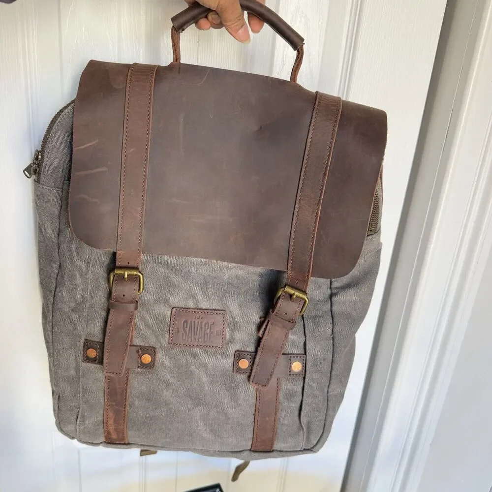 Rugged canvas hipster adventure backpack - Picture 6 of 16